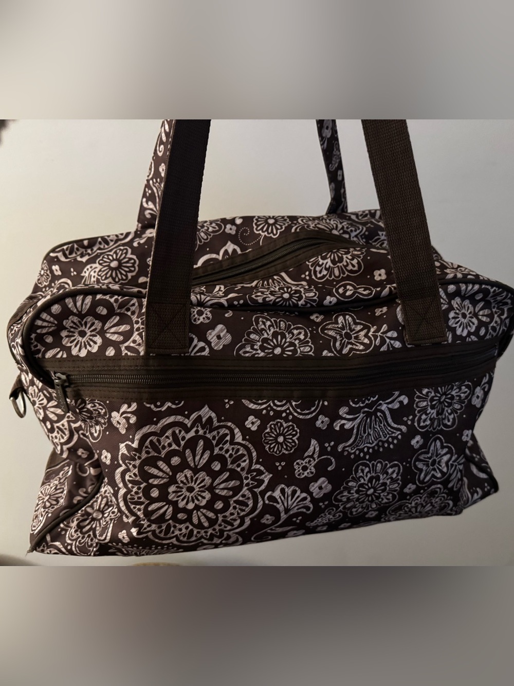 thirty-one Brown and White Floral Travel Tote